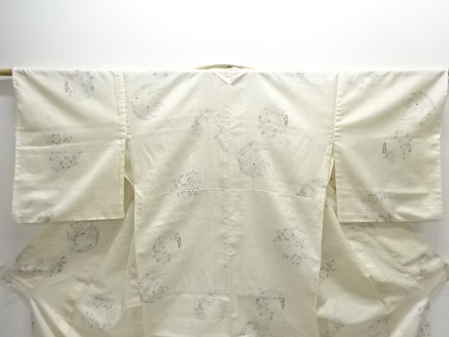  絽草花模様小紋着物